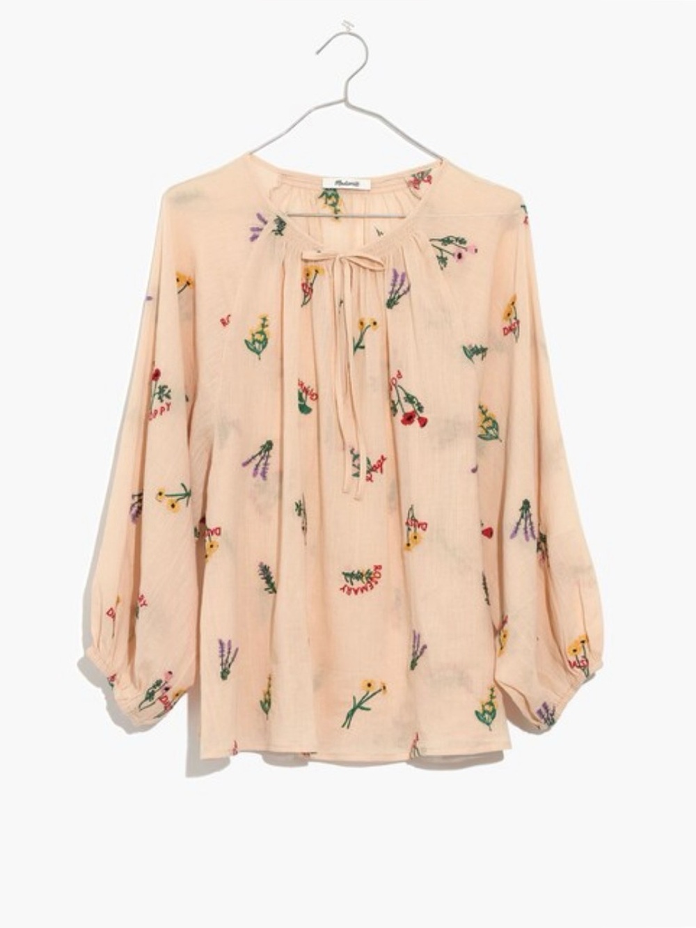 Madewell- S - Floral embroidered Peasant Blouse